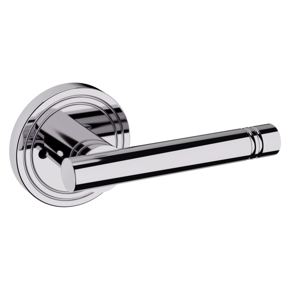 Baldwin 5138 Contemporary Straight Lever Set with 5047 Rose Polished Chrome / Privacy / Reversible