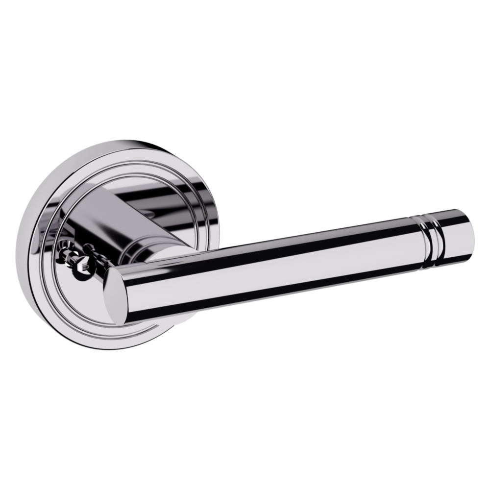 Baldwin 5138 Contemporary Straight Lever Set with 5047 Rose Polished Chrome / Privacy / Reversible