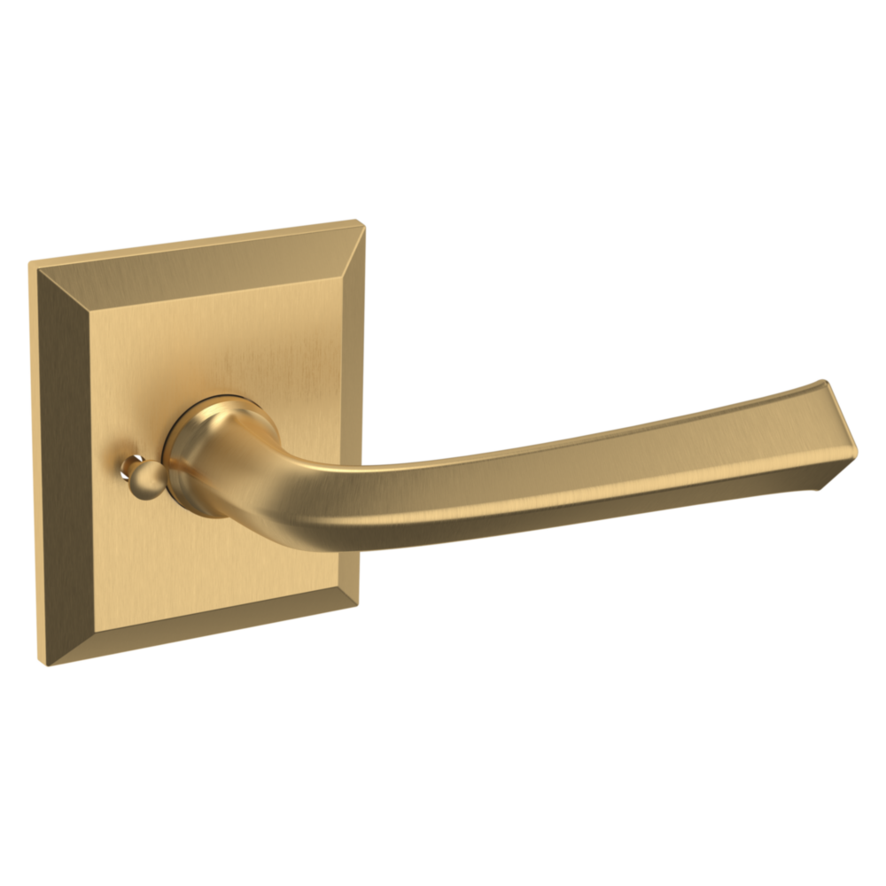 Baldwin 5141 Traditional Straight Lever Set with R033 Rose Vintage Brass / Privacy / Reversible