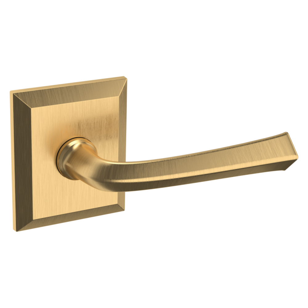 Baldwin 5141 Traditional Straight Lever Set with R033 Rose Lifetime (PVD) Satin Brass / Passage / Reversible