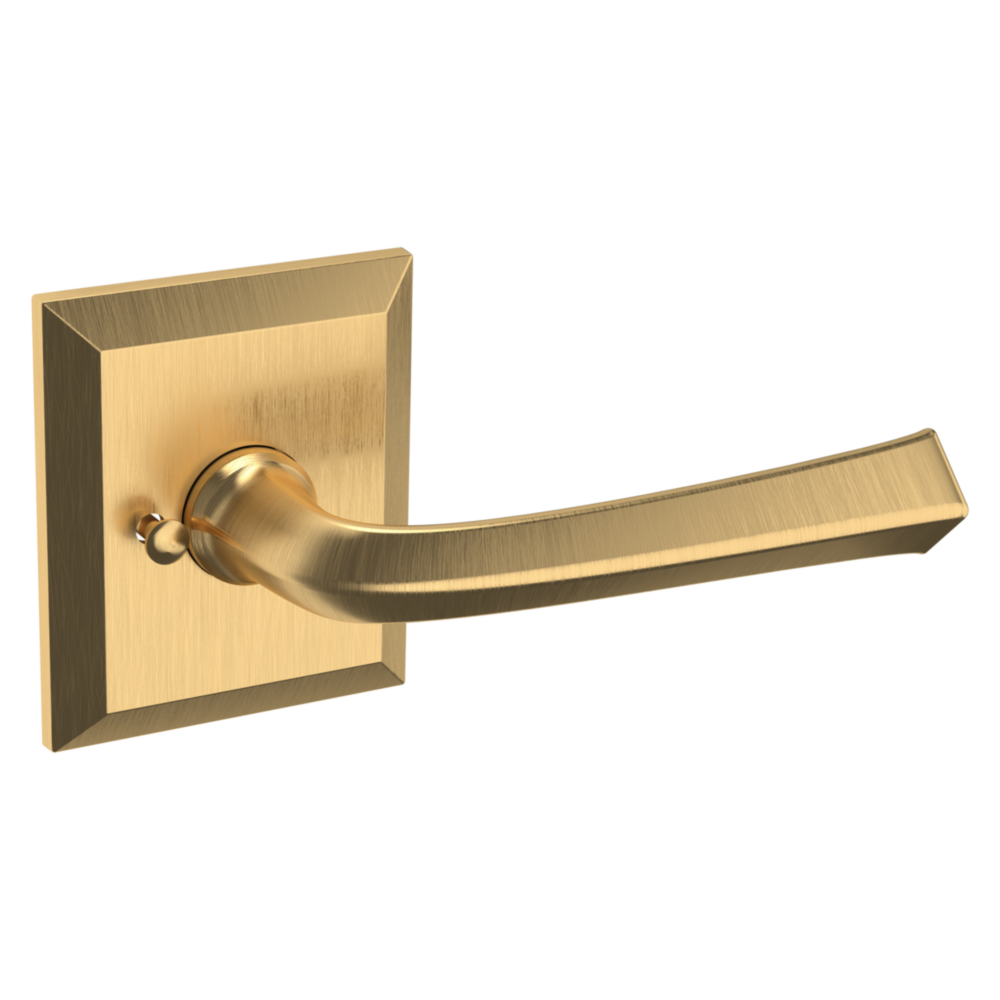 Baldwin 5141 Traditional Straight Lever Set with R033 Rose Lifetime (PVD) Satin Brass / Privacy / Reversible
