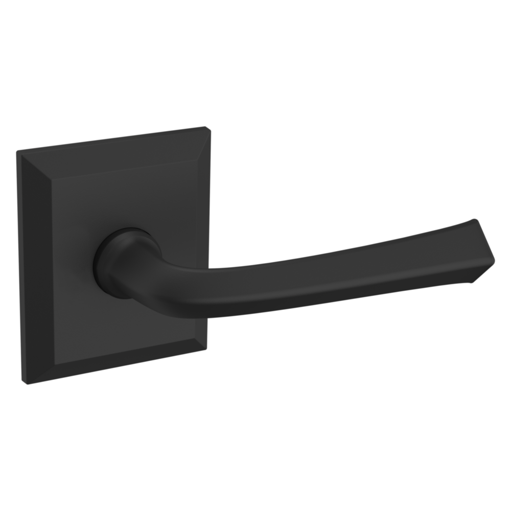 Baldwin 5141 Traditional Straight Lever Set with R033 Rose Satin Black / Passage / Reversible