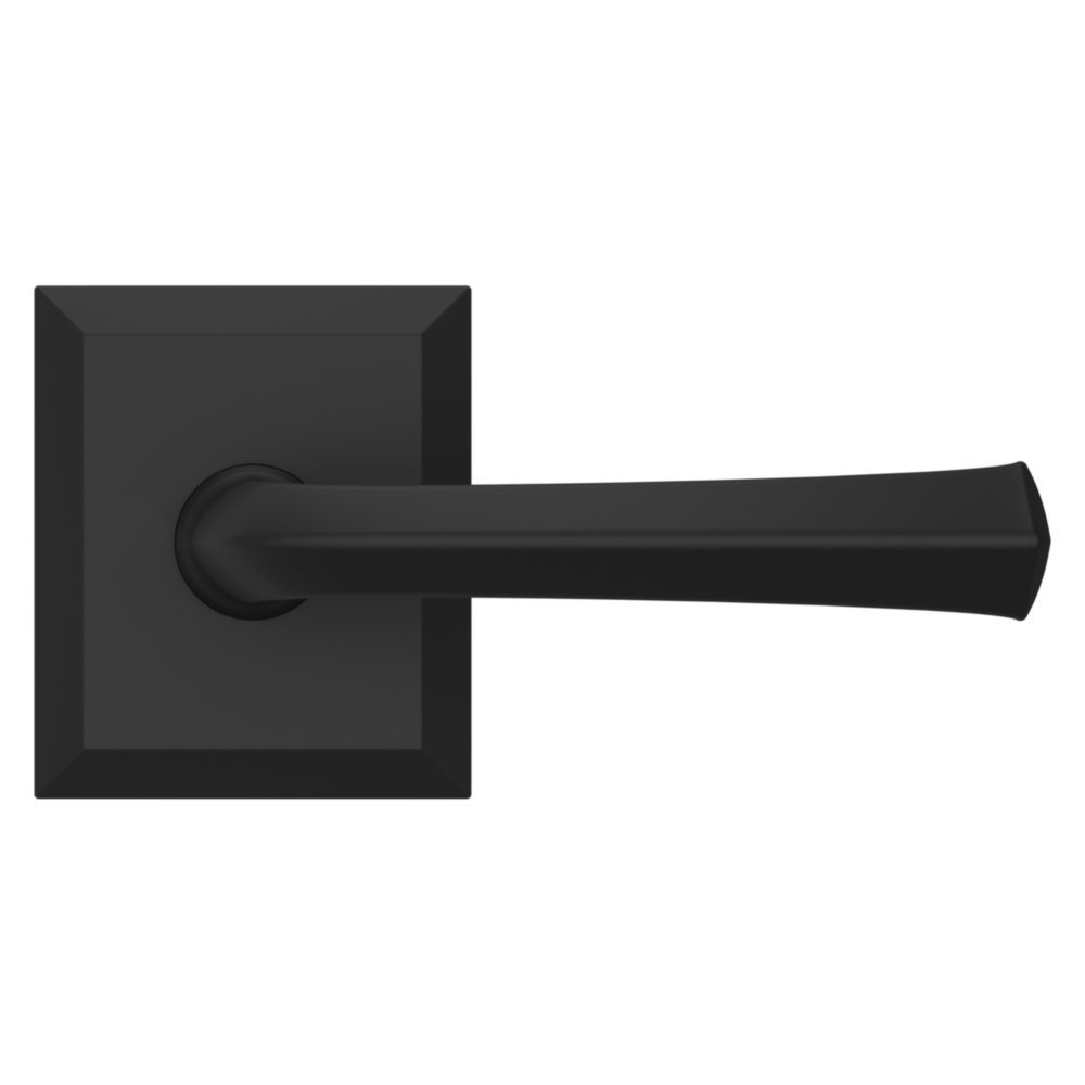 Baldwin 5141 Traditional Straight Lever Set with R033 Rose Satin Black / Passage / Reversible
