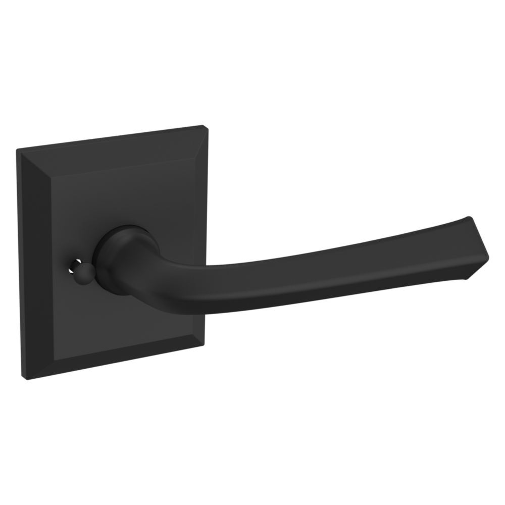 Baldwin 5141 Traditional Straight Lever Set with R033 Rose Satin Black / Privacy / Reversible
