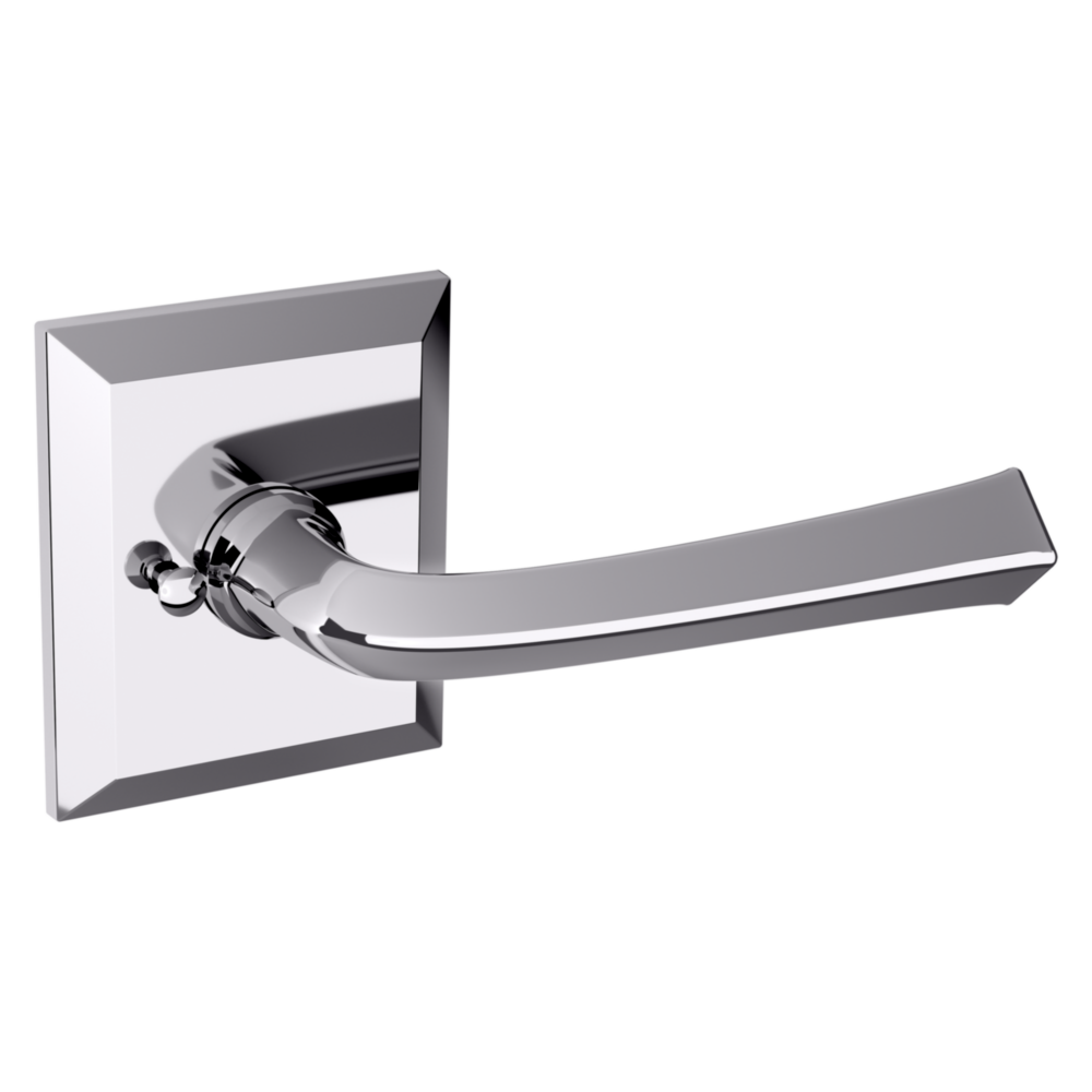Baldwin 5141 Traditional Straight Lever Set with R033 Rose Polished Chrome / Privacy / Reversible