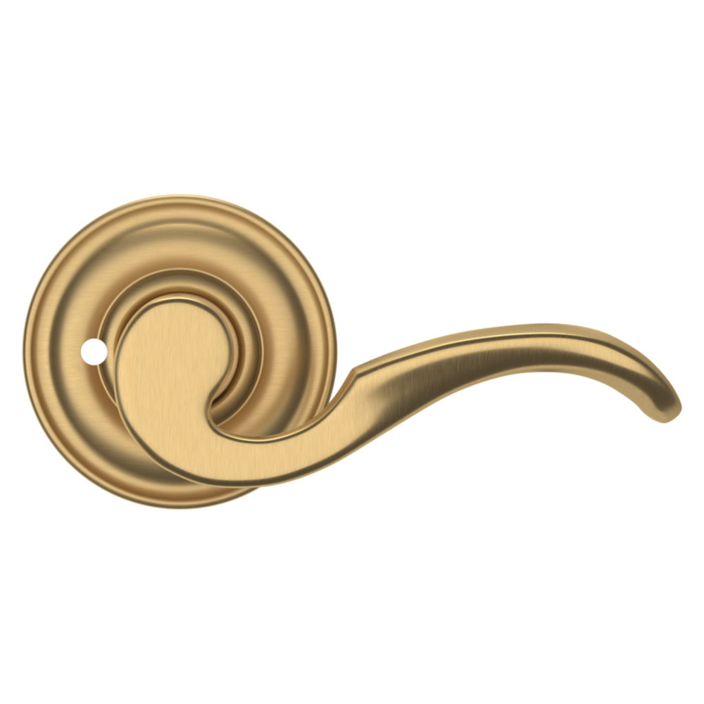 Baldwin 5152 Wave Lever Set with 5017 Rose Vintage Brass / Privacy / Reversible