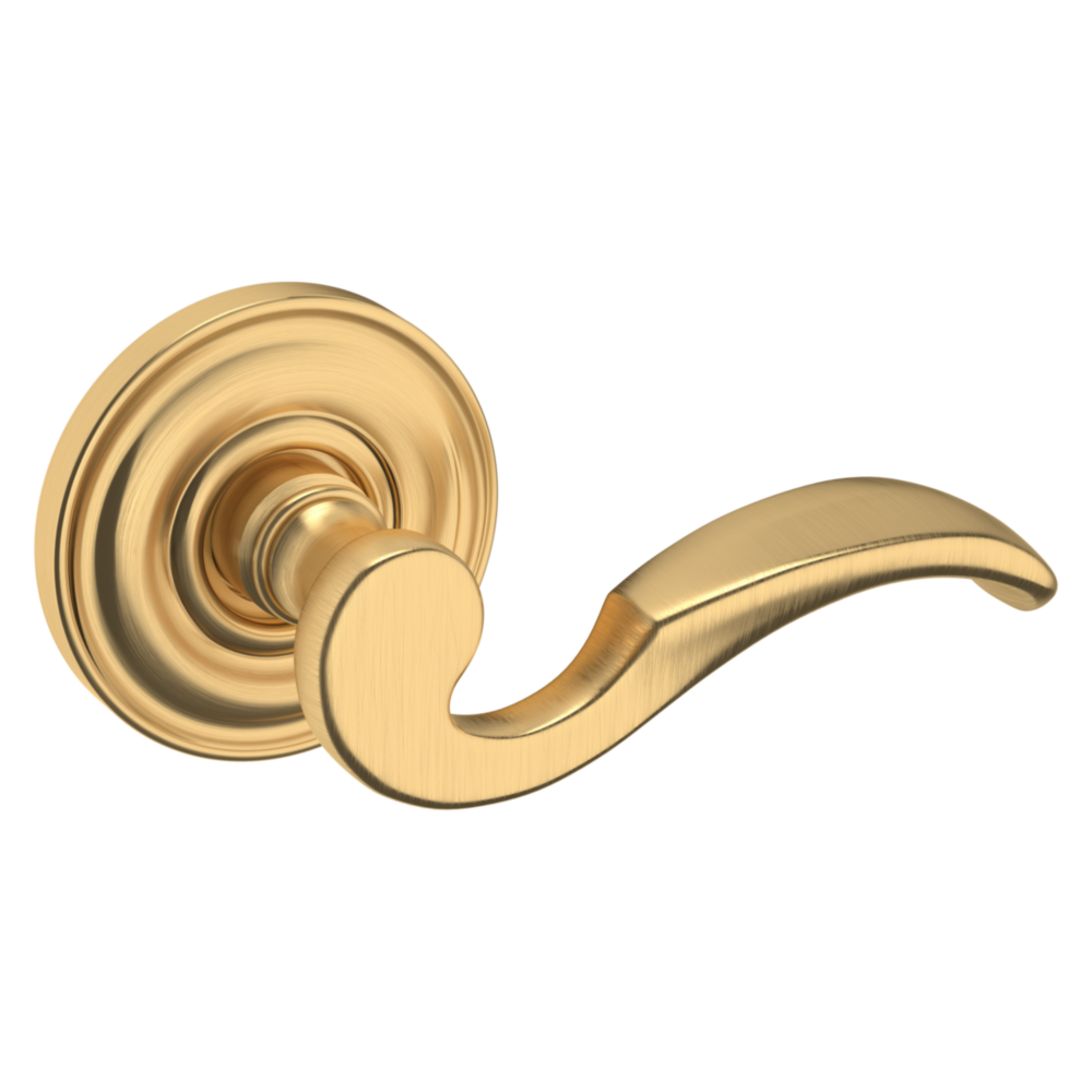 Baldwin 5152 Wave Lever Set with 5017 Rose Lifetime (PVD) Satin Brass / Passage / Reversible