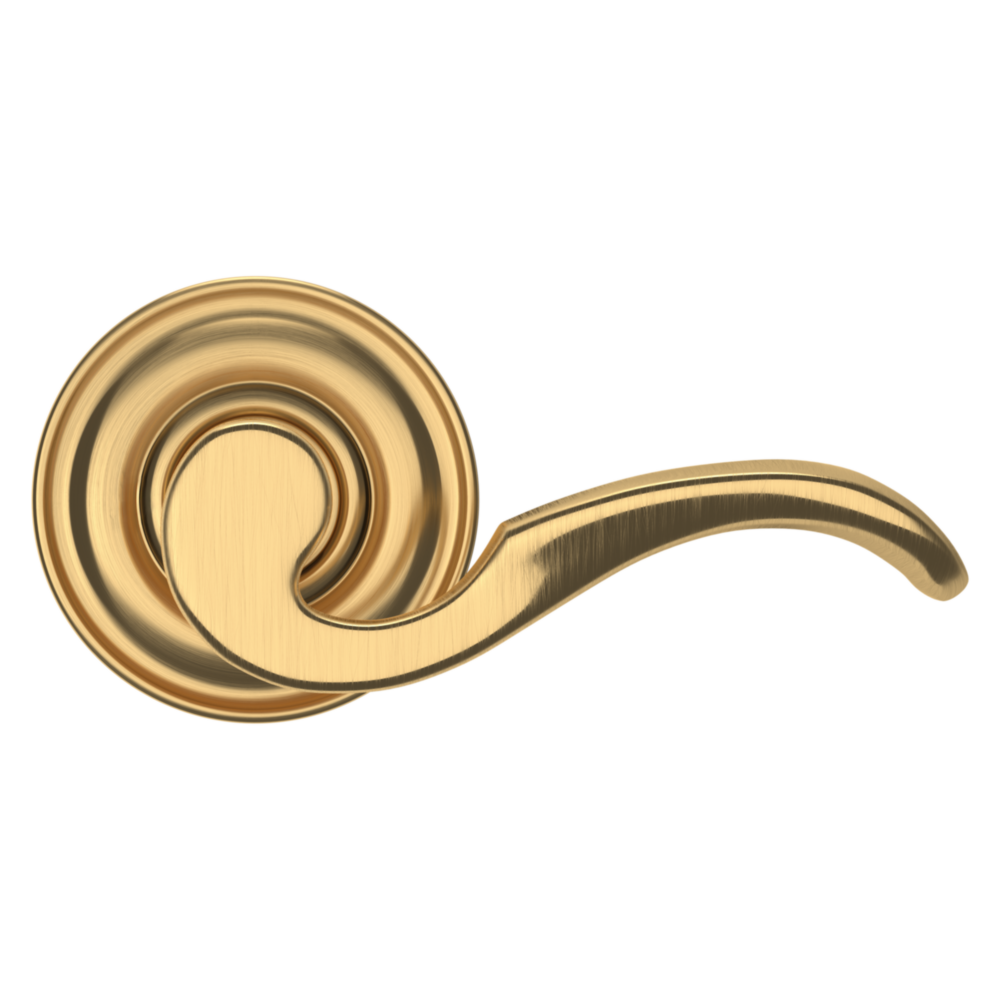 Baldwin 5152 Wave Lever Set with 5017 Rose Lifetime (PVD) Satin Brass / Passage / Reversible