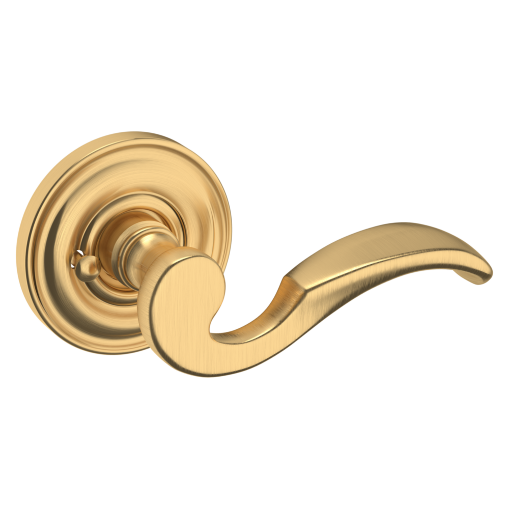 Baldwin 5152 Wave Lever Set with 5017 Rose Lifetime (PVD) Satin Brass / Privacy / Reversible