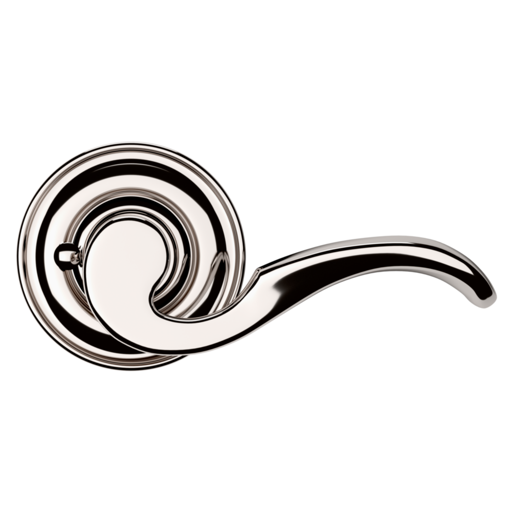 Baldwin 5152 Wave Lever Set with 5017 Rose Lifetime (PVD) Polished Nickel / Privacy / Reversible