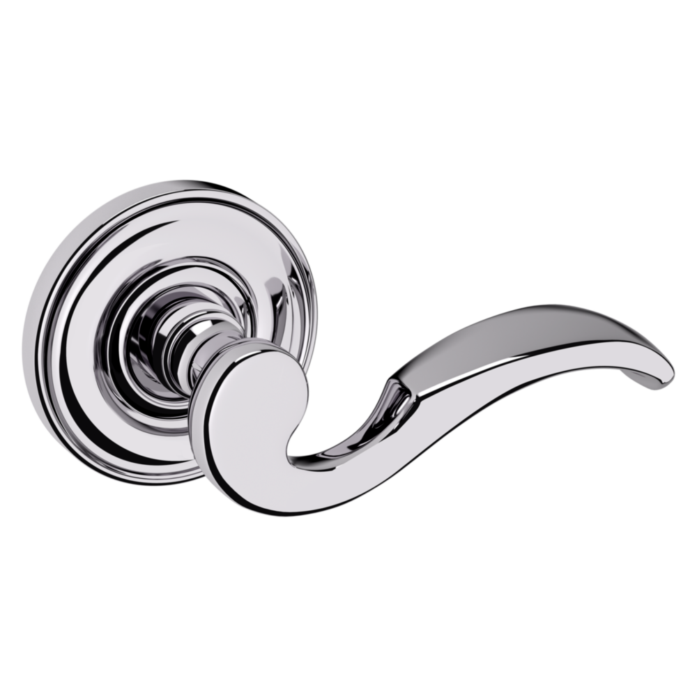 Baldwin 5152 Wave Lever Set with 5017 Rose Polished Chrome / Full Dummy / Reversible