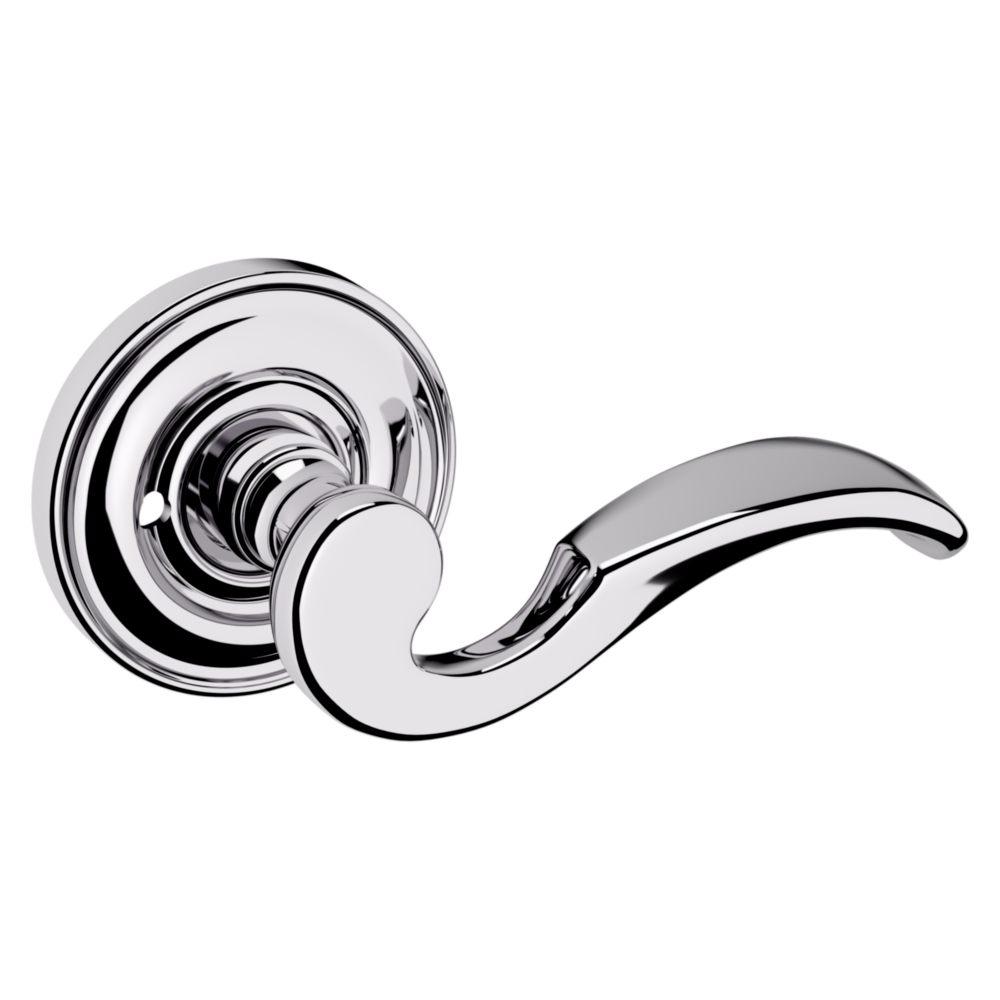 Baldwin 5152 Wave Lever Set with 5017 Rose Polished Chrome / Privacy / Reversible