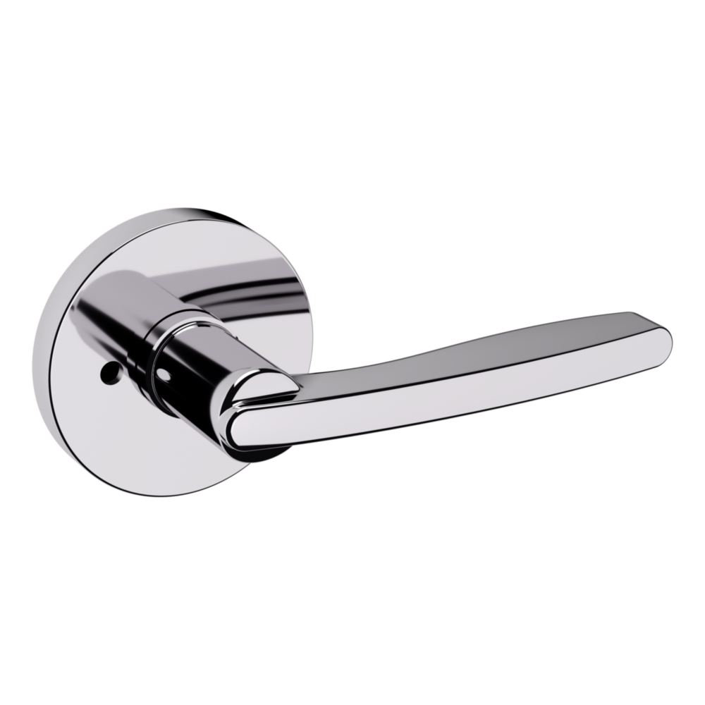 Baldwin 5164 Contemporary Straight Lever Set with 5046 Rose Polished Chrome / Privacy / Reversible
