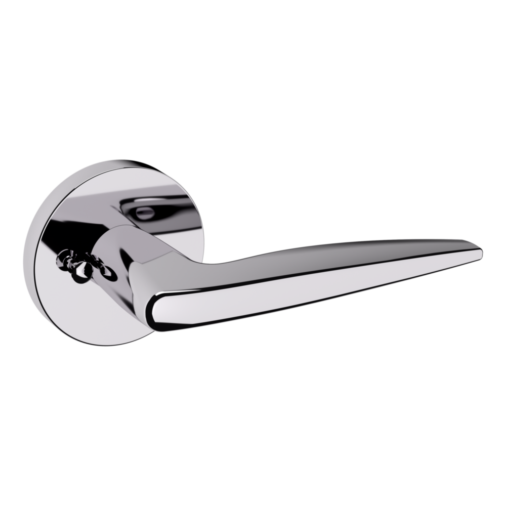Baldwin 5166 Contemporary Straight Lever Set with 5046 Rose Polished Chrome / Privacy / Reversible
