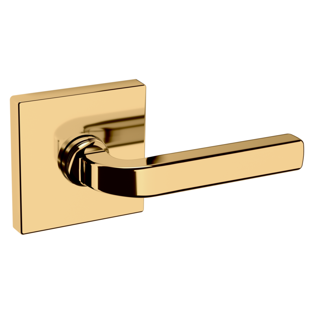 Baldwin 5190 Transitional Straight Lever Set with R017 Rose Non-Lacquered Brass / Passage / Reversible