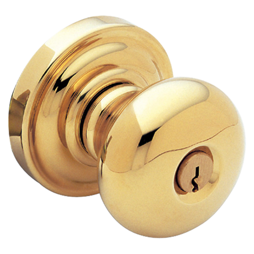 Baldwin Keyed Classic Knob Set with Classic Rose Non-Lacquered Brass / Entry / Reversible