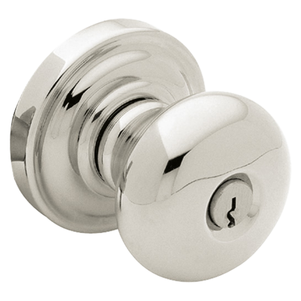 Baldwin Keyed Classic Knob Set with Classic Rose Lifetime (PVD) Polished Nickel / Entry / Reversible