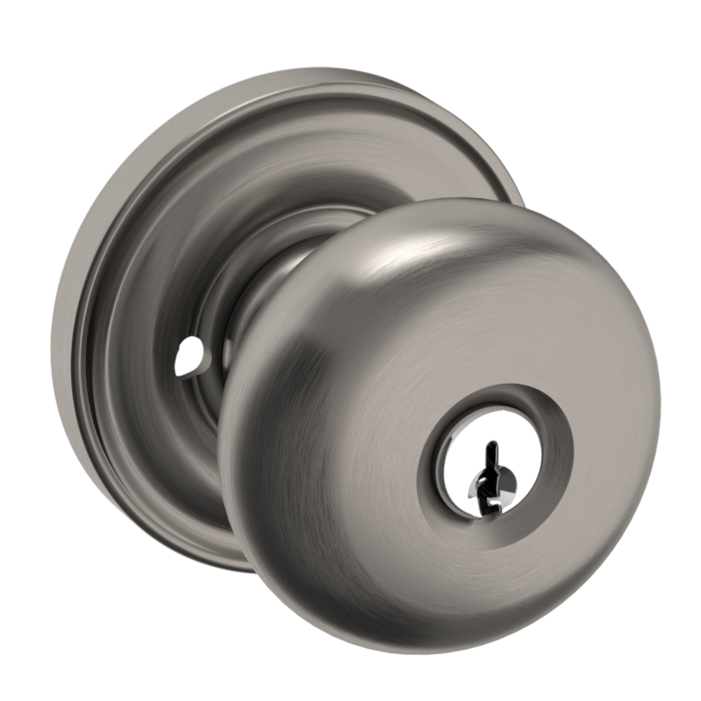 Baldwin Keyed Classic Knob Set with Classic Rose Lifetime (PVD) Graphite Nickel / Entry / Reversible