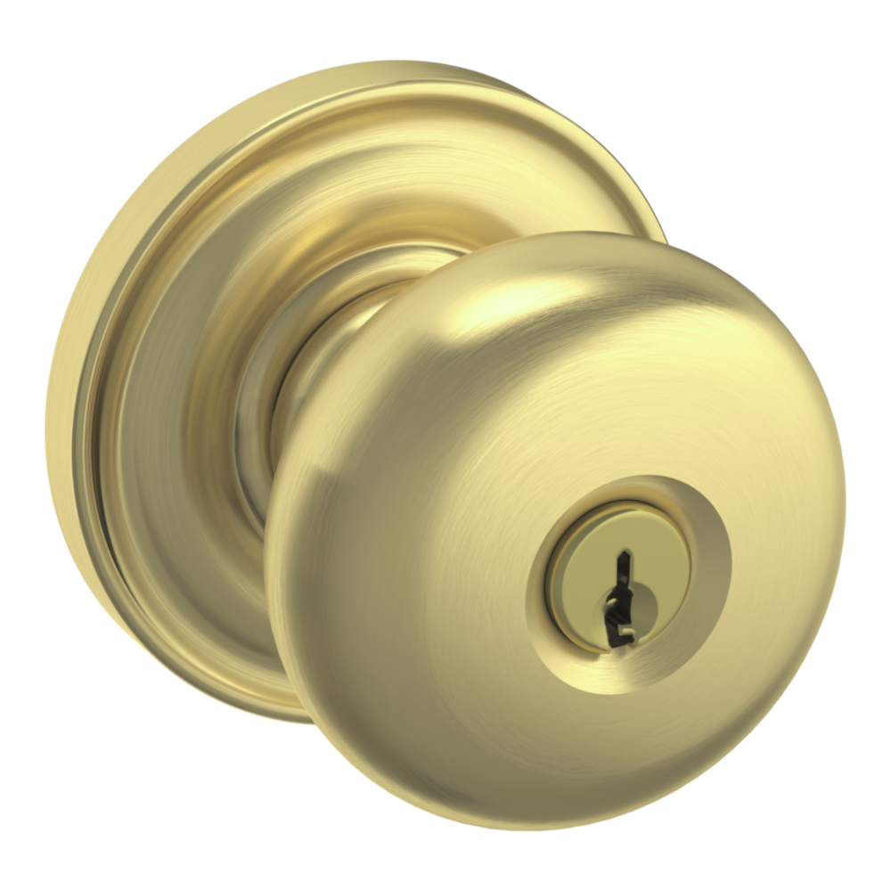 Baldwin Keyed Classic Knob Set with Classic Rose Lifetime (PVD) Satin Brass / Entry / Reversible