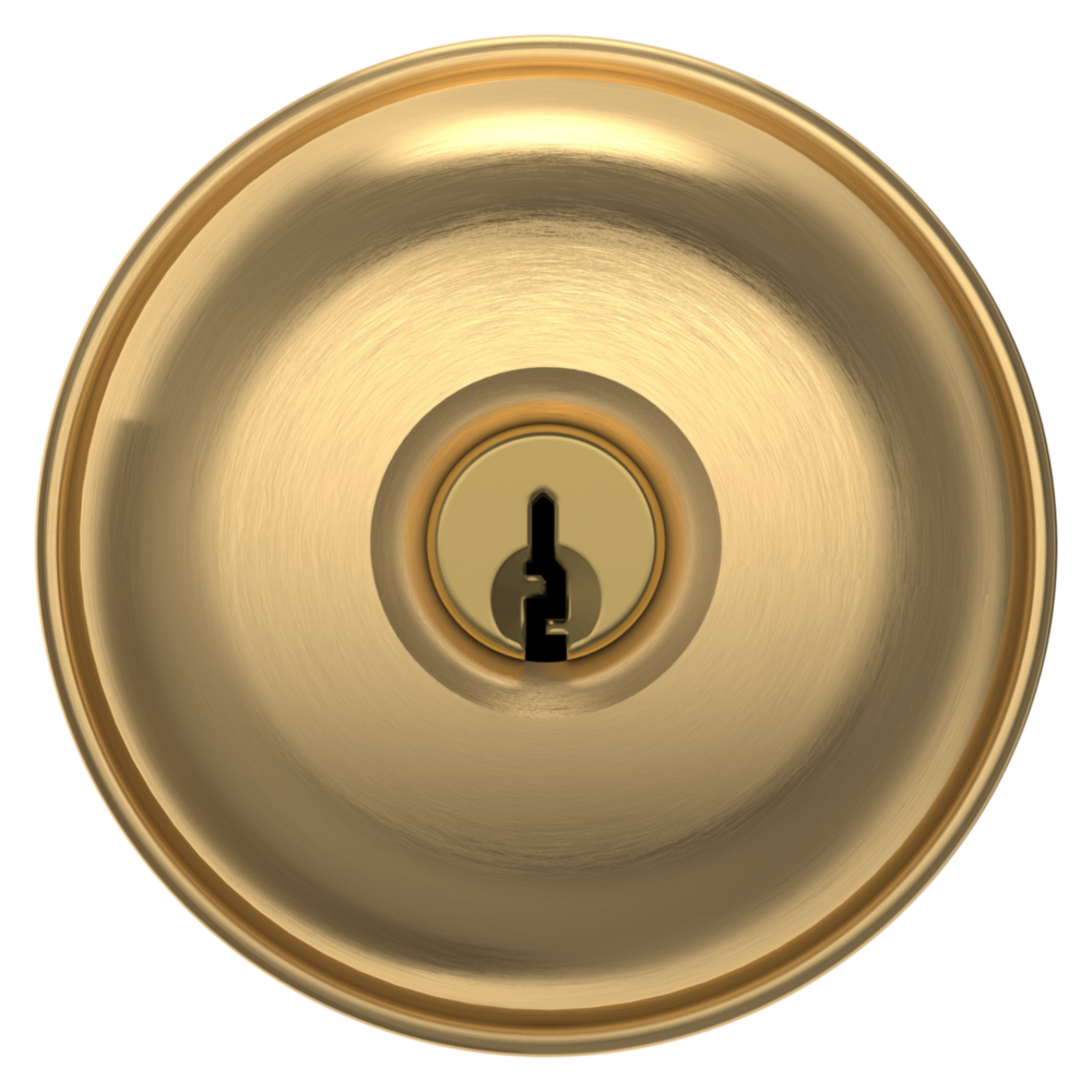 Baldwin Keyed Classic Knob Set with Classic Rose Lifetime (PVD) Satin Brass / Entry / Reversible