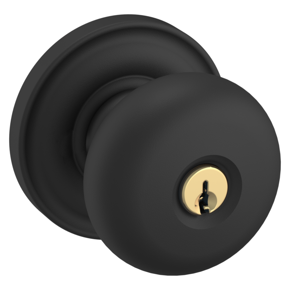 Baldwin Keyed Classic Knob Set with Classic Rose Satin Black / Entry / Reversible