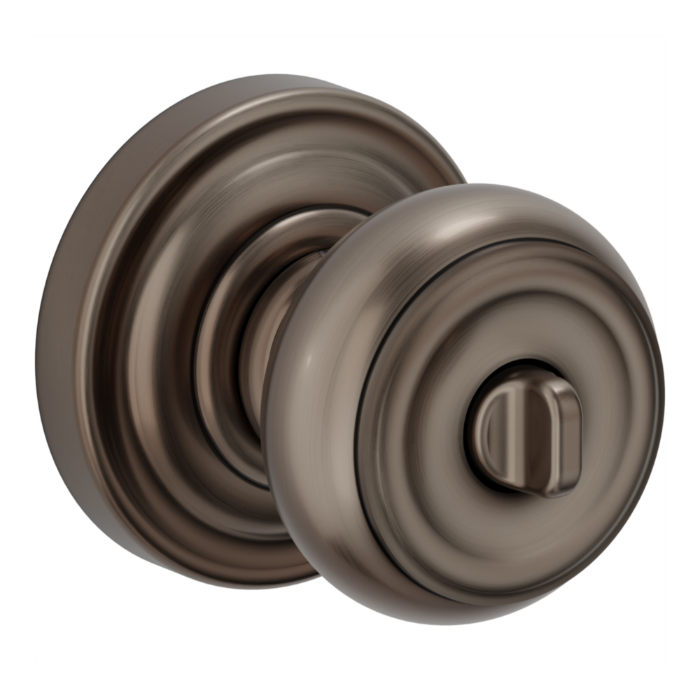Baldwin Keyed Colonial Knob Set with Classic Rose Lifetime (PVD) Graphite Nickel / Entry / Reversible