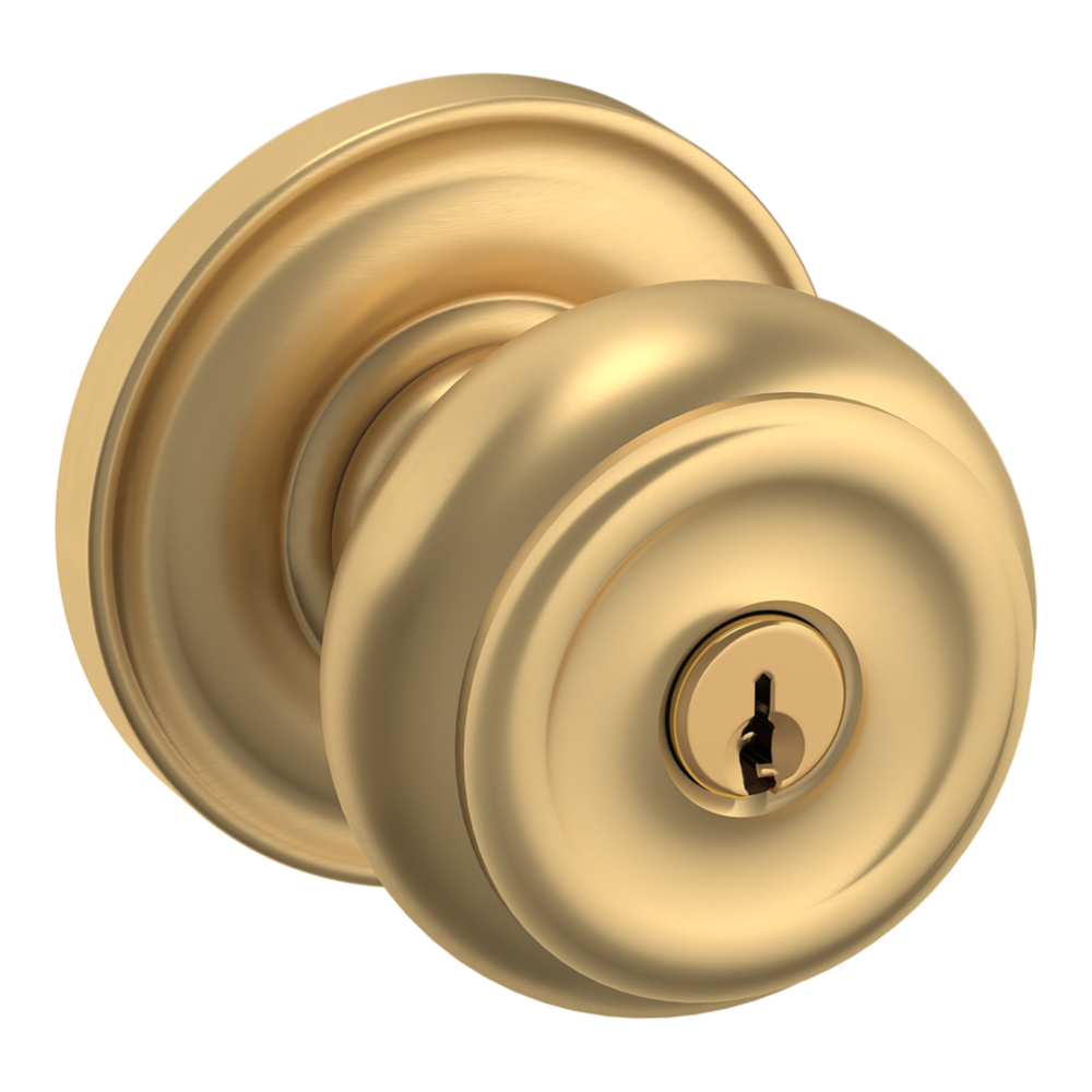 Baldwin Keyed Colonial Knob Set with Classic Rose Vintage Brass / Entry / Reversible