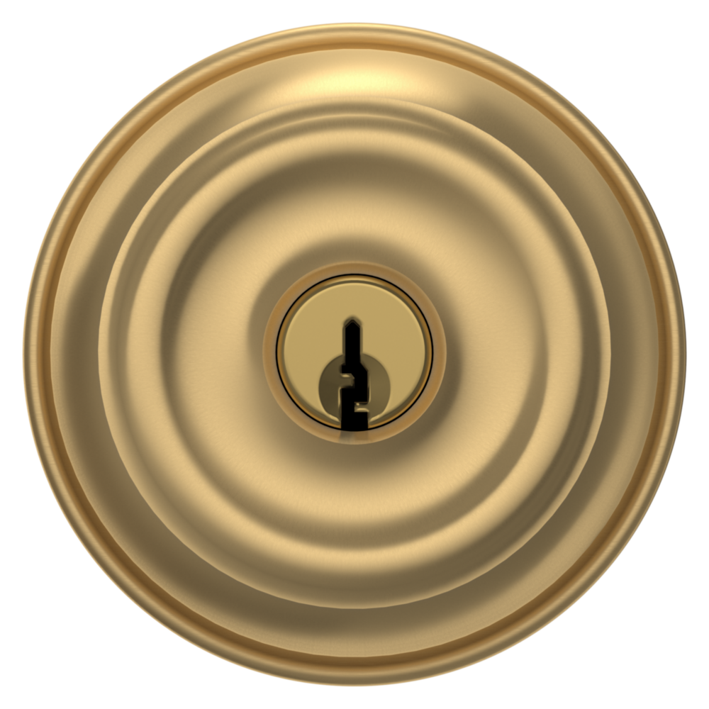 Baldwin Keyed Colonial Knob Set with Classic Rose Vintage Brass / Entry / Reversible