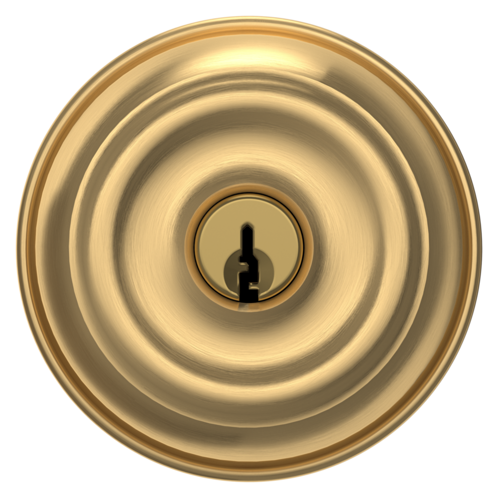 Baldwin Keyed Colonial Knob Set with Classic Rose Lifetime (PVD) Satin Brass / Entry / Reversible