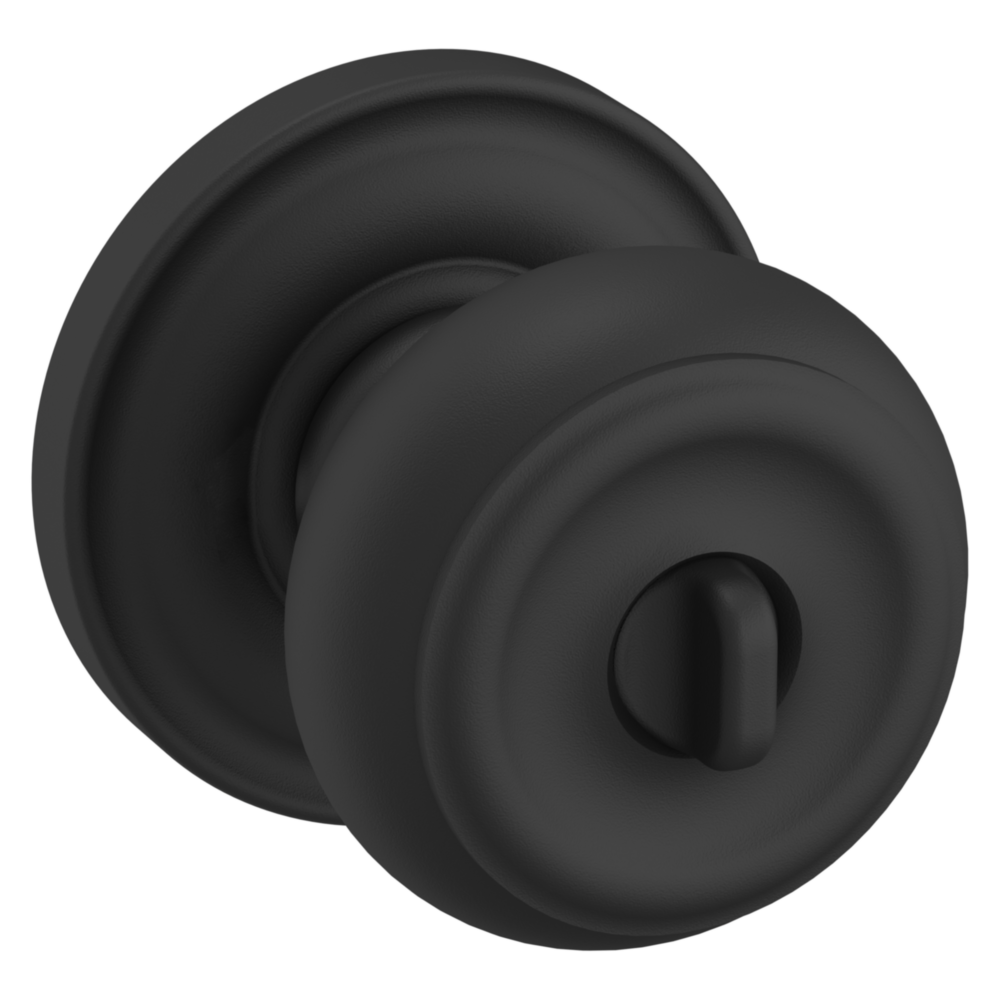 Baldwin Keyed Colonial Knob Set with Classic Rose Satin Black / Entry / Reversible