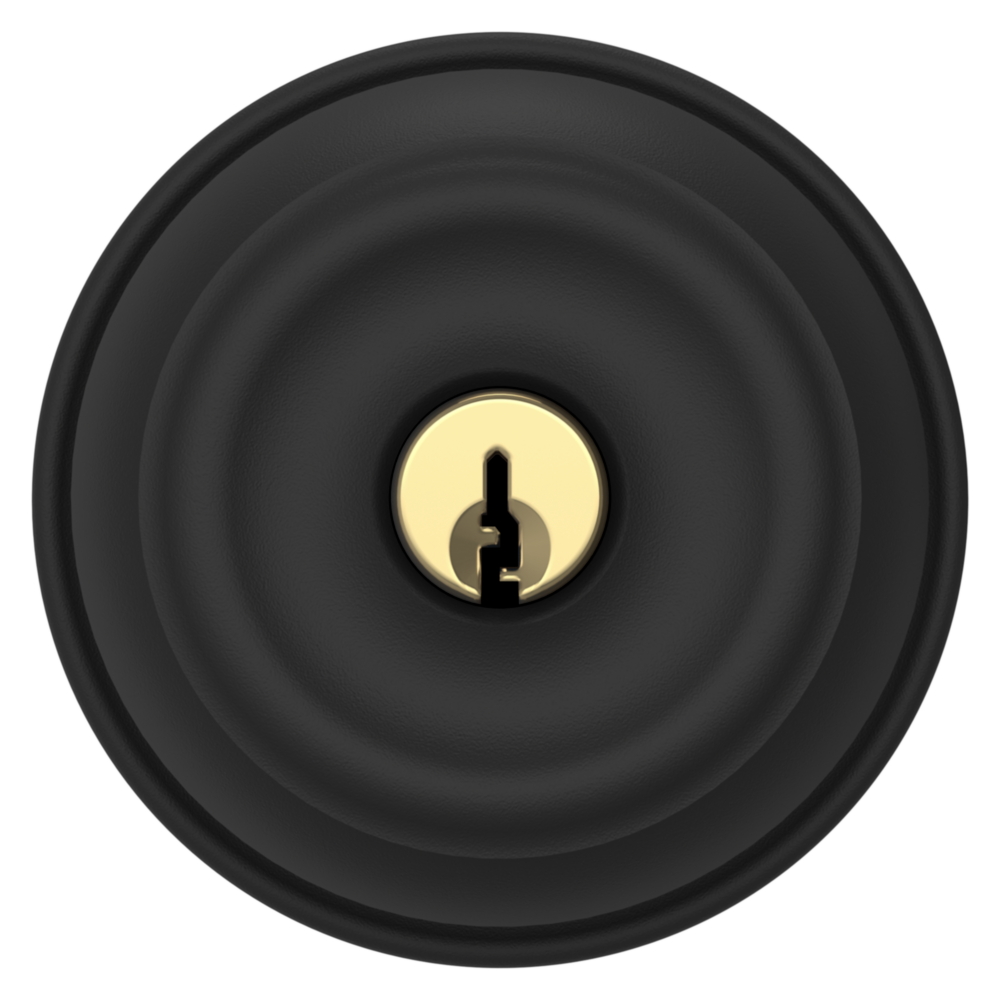 Baldwin Keyed Colonial Knob Set with Classic Rose Satin Black / Entry / Reversible