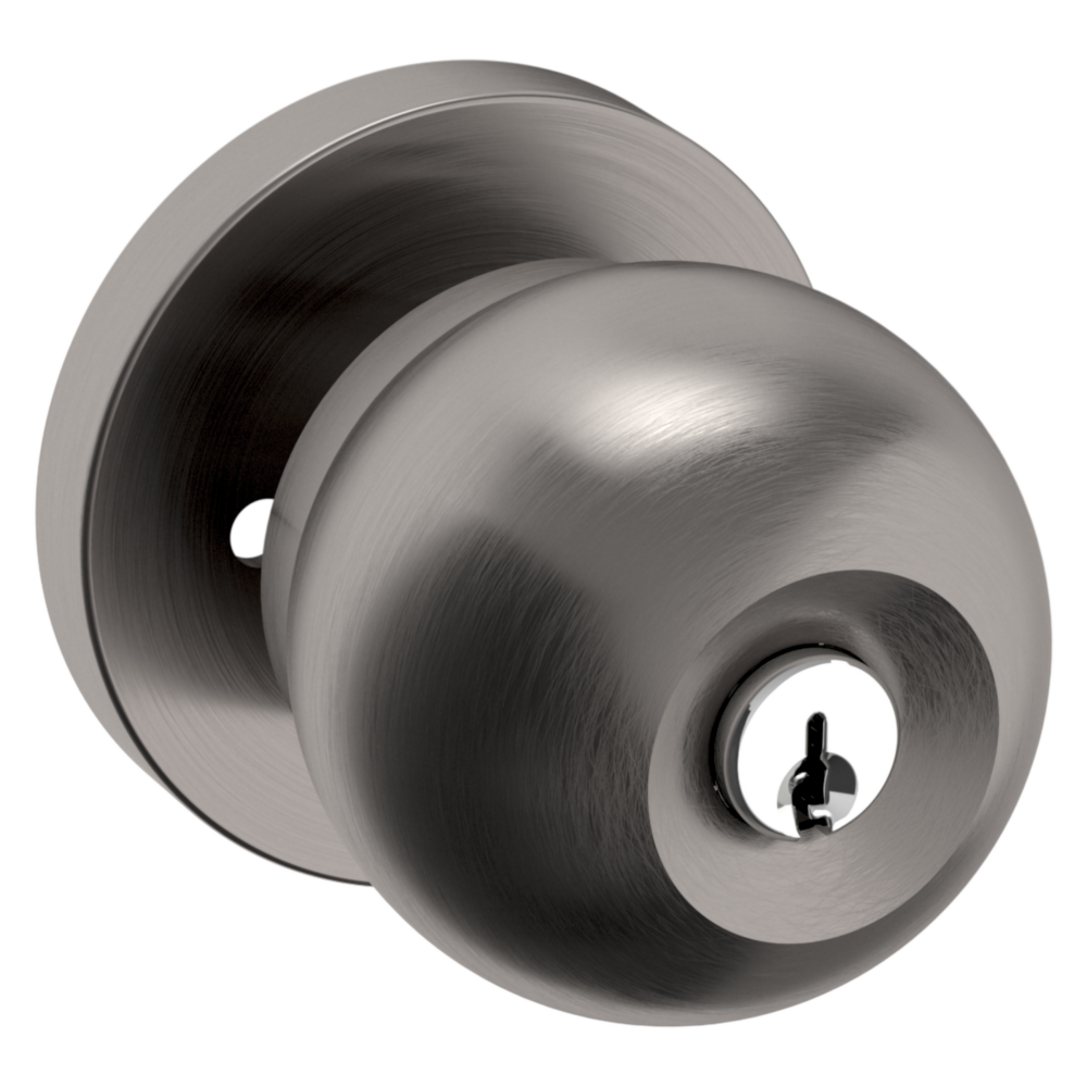 Baldwin Keyed Contemporary Knob Set with Rose Lifetime (PVD) Graphite Nickel / Entry / Reversible