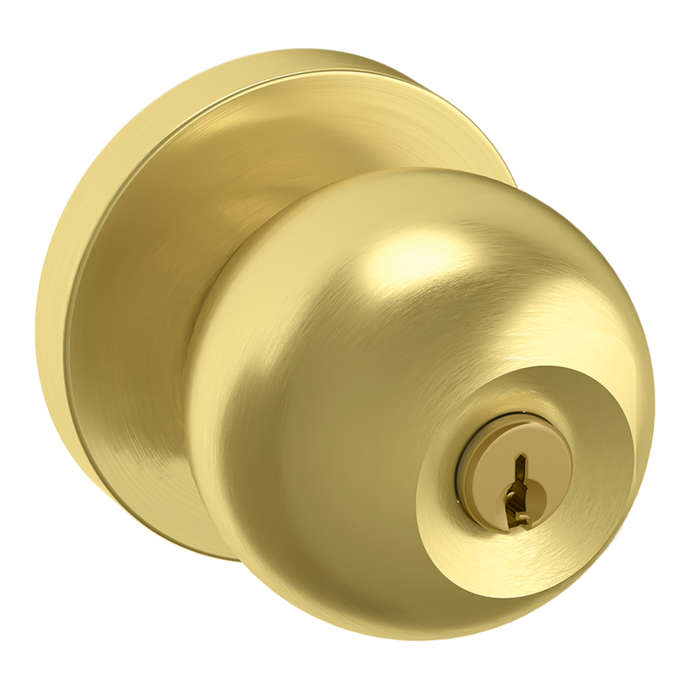 Baldwin Keyed Contemporary Knob Set with Rose Lifetime (PVD) Satin Brass / Entry / Reversible