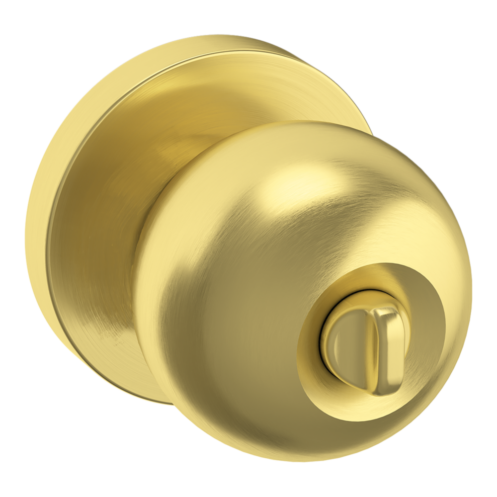 Baldwin Keyed Contemporary Knob Set with Rose Lifetime (PVD) Satin Brass / Entry / Reversible