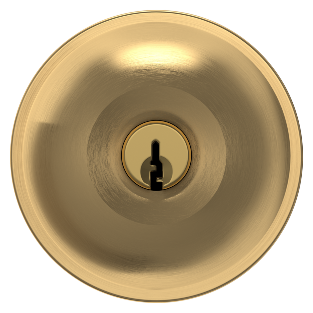 Baldwin Keyed Contemporary Knob Set with Rose Lifetime (PVD) Satin Brass / Entry / Reversible