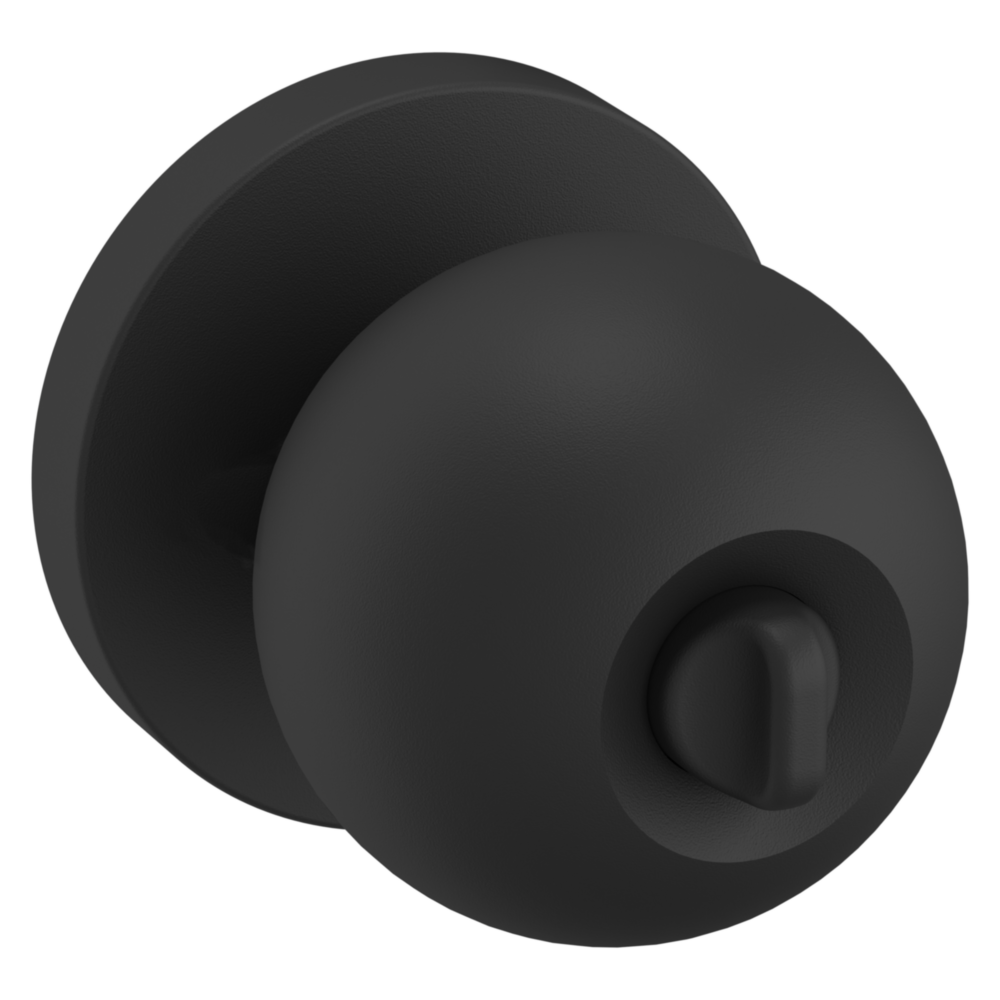 Baldwin Keyed Contemporary Knob Set with Rose Satin Black / Entry / Reversible