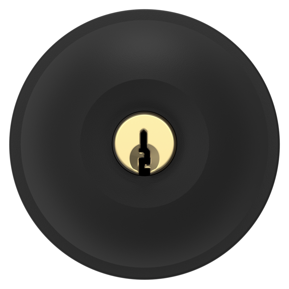 Baldwin Keyed Contemporary Knob Set with Rose Satin Black / Entry / Reversible