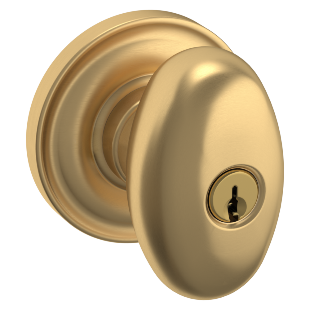 Baldwin Keyed Egg Knob Set with Classic Rose Vintage Brass / Entry / Reversible
