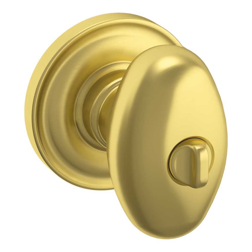 Baldwin Keyed Egg Knob Set with Classic Rose Lifetime (PVD) Satin Brass / Entry / Reversible