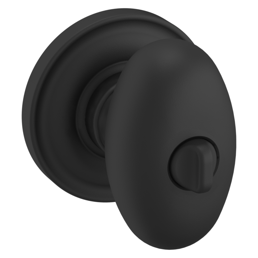 Baldwin Keyed Egg Knob Set with Classic Rose Satin Black / Entry / Reversible