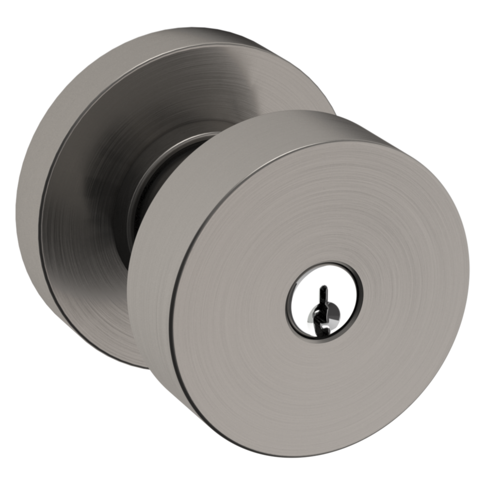 Baldwin Keyed Contemporary Knob Set with Round Rose Lifetime (PVD) Graphite Nickel / Entry / Reversible