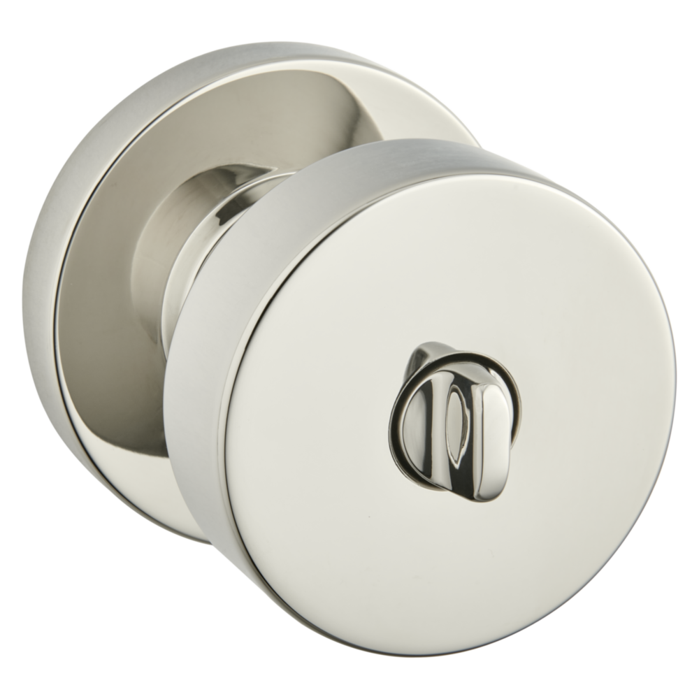 Baldwin Keyed Contemporary Knob Set with Round Rose Lifetime (PVD) Polished Nickel / Entry / Reversible