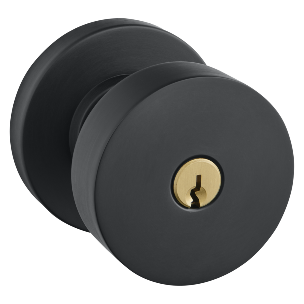 Baldwin Keyed Contemporary Knob Set with Round Rose Oil-Rubbed Bronze / Entry / Reversible