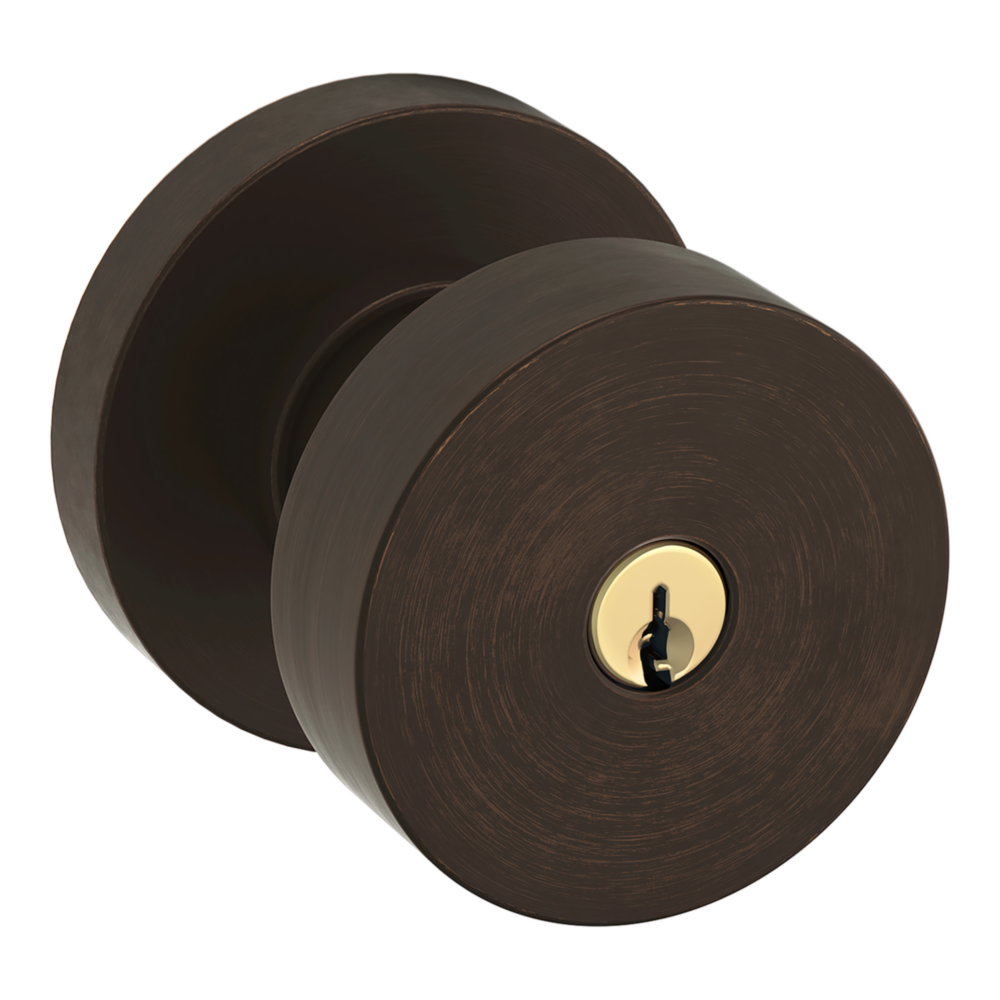 Baldwin Keyed Contemporary Knob Set with Round Rose Venetian Bronze / Entry / Reversible