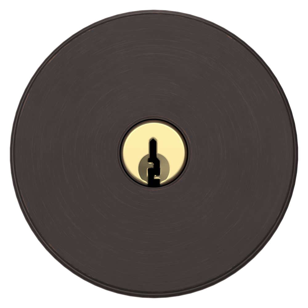 Baldwin Keyed Contemporary Knob Set with Round Rose Venetian Bronze / Entry / Reversible