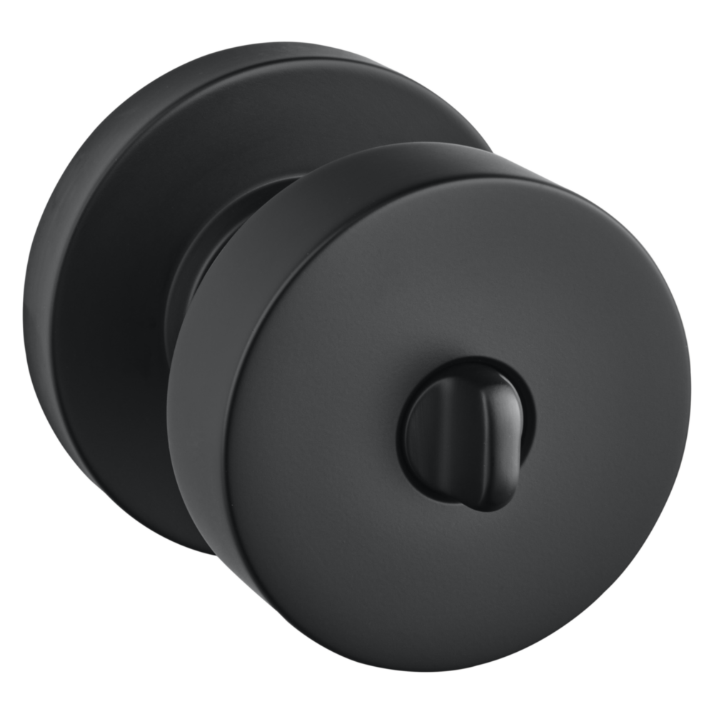Baldwin Keyed Contemporary Knob Set with Round Rose Satin Black / Entry / Reversible