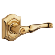 Baldwin Keyed Bethpage Lever Set with Bethpage Rose Lifetime (PVD) Polished Brass / Entry / Reversible