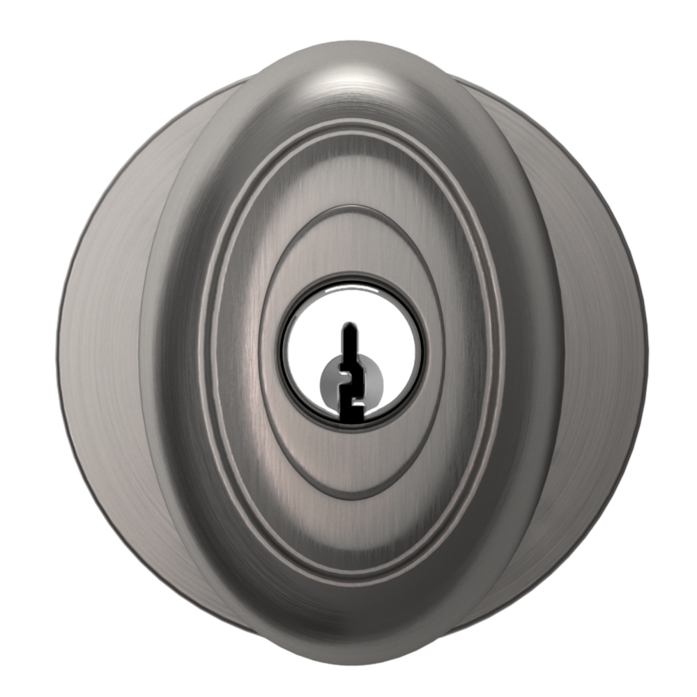 Baldwin Keyed Bethpage Knob Set with Bethpage Rose Lifetime (PVD) Graphite Nickel / Entry / Reversible