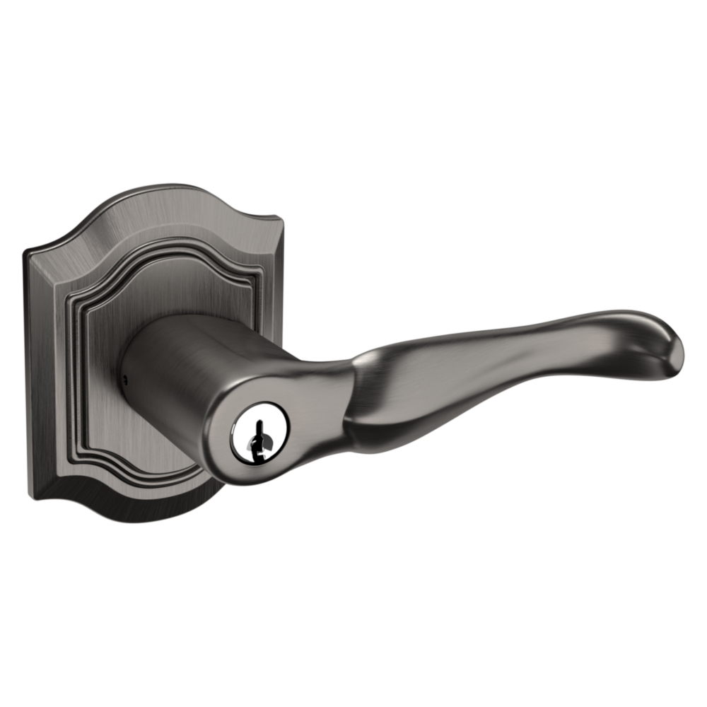 Baldwin Keyed Bethpage Lever Set with Bethpage Rose Lifetime (PVD) Graphite Nickel / Entry / Reversible
