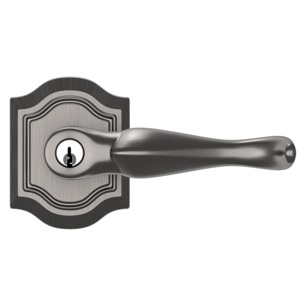 Baldwin Keyed Bethpage Lever Set with Bethpage Rose Lifetime (PVD) Graphite Nickel / Entry / Reversible